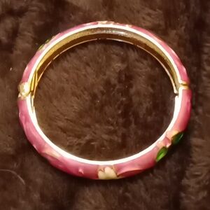 New size 2.5 inches diameter pink enamel flower bracelet